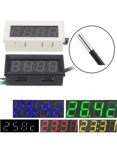 0.56 Inch 33V/200V 3-in-1 Time + Temperature + Voltage Display DC7-30V Voltmeter Electronic Watch Clock Digital Tube