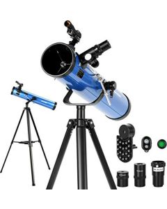 [US Direct] AOMEKIE Reflector Telescopes for Adults Astronomy Beginners 76mm/700mm with Phone Adapter Bluetooth Controller Tripod Finderscope and Moon Filter