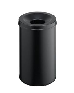 Durable Self-Extinguishing SAFE Metal Waste Bin 30L Capacity - Stylish and Modern Finish - For Complete Safety In The Workplace - Black - 330601 -