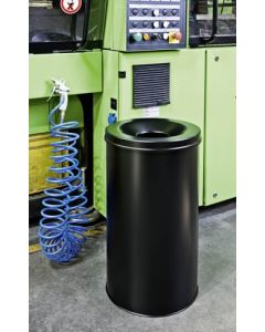 Durable Self-Extinguishing SAFE Metal Waste Bin 60L Capacity - Stylish and Modern Finish - For Complete Safety In The Workplace - Black - 330701 -