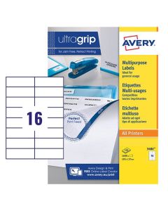 Avery UK Multipurpose Labels Ultragrip 105 x 37 mm White  (Pack 100 Labels) - 3484