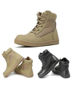 Children Boys Tactical Combat Boots Outdoor Casual Ankle High Top Boots Soft Comfy Lace-Up Walking Shoes