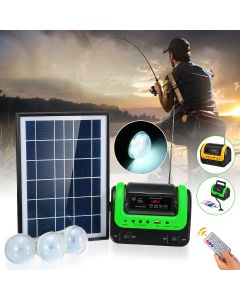 5W Solar Panel Kit DC System Energy Electricity Charge Power 3 LED Bulbs Light Indoor Outdoor Power Bank