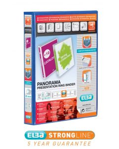 Elba Panorama Presentation Ring Binder 25mm Capacity 40mm Spine A4+ 2 D-Ring Blue (Pack 6) 400008412