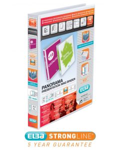 Elba Panorama Presentation Ring Binder 25mm Capacity 40mm Spine A4+ 2 D-Ring White (Pack 6) 400008413