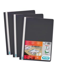 Elba Report File Clear Front Plastic Black (Pack 50) 400055033
