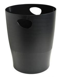 Exacompta Ecobin Waste Bin Plastic Round 15 Litre Black - 453014D