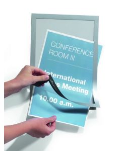 Durable DURAFRAME Self-Adhesive with Magnetic Frame - Document Frame For Internal Signage - A4 Silver (Pack 10) - 488223
