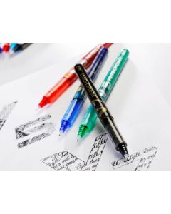 Pilot V5 Hi-Tecpoint Liquid Ink Rollerball Pen 0.5mm Tip 0.3mm Line Black (Pack 12) - 100101201