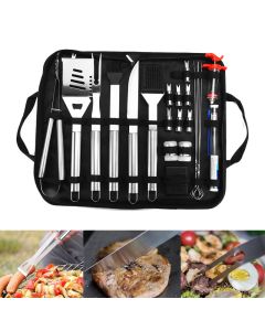 25Pcs Stainless Steel BBQ Tools Set Barbecue Accessories Tableware Outdoor Camping Cooking Tools Kit