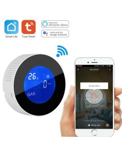 Tuya Wifi Smart Natural Gas Alarm Sensor With temperature function Combustible Gas Leak Detector LCD Display Smart Life App