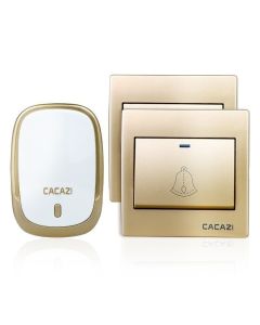 CACAZI AC110-220V Wireless Doorbell Waterproof 2 Button+1Plug-in Receivers 300M Remote Music Door Dells