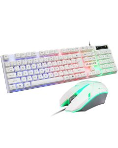 104 Keys Wired Keyboard and Mouse Set Rainbow Backlight USB 1000DPI Gaming Keyboard for Home Office Computer Supplies