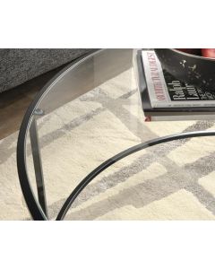 Hampstead Park Circular Coffee Table with Glass Top and Black Metal Frame - 5414970