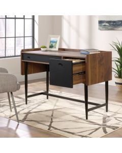 Hampstead Park Compact Home Office Desk Walnut with Black Accent Panels and Frame - 5420284