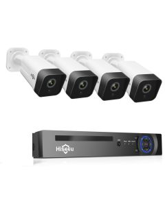 Hiseeu 4Pcs POE H.265+ Security IP Cameras 8CH 5MP NVR Camera System Support Audio Night Vision 10m  IP66 Waterproof Onvif