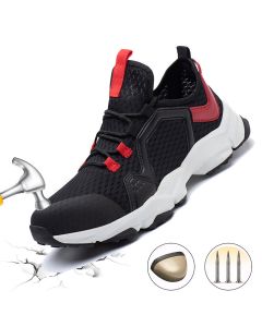 Men Steel Toe Safety Shoes Mesh Breathable Ultralight Non-slip Sneakers Outdoor Jogging Walking Running Shoes