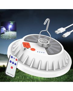 2 in 1 300W Solar LED Camping Light Remote Control Tent Light Hang Fishing Night Light Emergency Work Lamp Power Bank