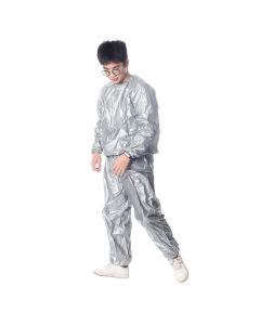 Silver Heavy Duty Sweat Sauna Suit Exercise Gym Fitness Weight Anti-Rips