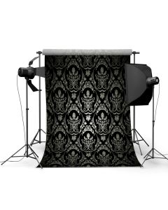 1.5x2.1m Photography Retro Damask Cloth Studio Props Background Vinyl Black