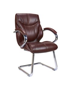 Nautilus Designs Sandown High Back Luxurious Leather Faced Synchronous Visitor Chair With Integrated Headrest & Fixed Arms Brown - DPA617AV/BW