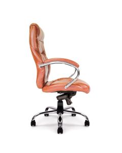 Nautilus Designs Sandown High Back Luxurious Leather Faced Synchronous Executive Chair With Integrated Headrest & Fixed Arms Tan - DPA617KTAG/TN