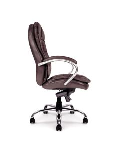 Nautilus Designs Santiago High Back Italian Leather Faced Synchronous Executive Chair With Integrated Headrest & Fixed Arms Brown - DPA618KTAG/BW