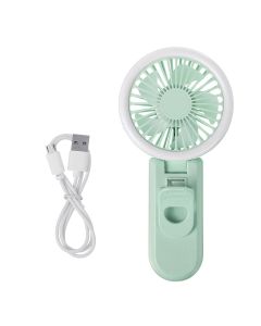 Mini LED Ring Light Fan USB Rechargeable Handheld Makeup Selfie Lamp Air Cooler