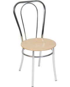 Bistro Deluxe Chair Solid Wood Seat with Chrome Frame (Each) - 6450