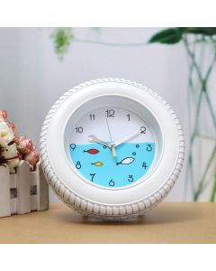 Retro Mediterranean Style Tire Alarm Clock Wall Clock Desktop For Home Decorative