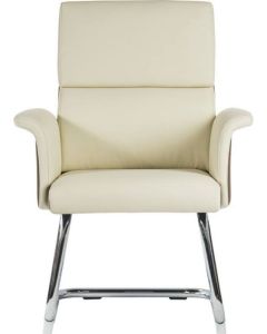 Elegance Gull Wing Medium Back Cantilever Leather Look Visitor Chair Cream - 6959CRE