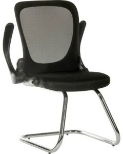 Flip Mesh Back Cantilever Visitor Chair with Flip Up Armrests Black - 6963BLK