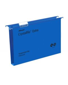 Rexel Crystalfile Extra Foolscap Suspension File Polypropylene 30mm Blue (Pack 25) 70633