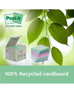 Post it Recycled Notes 76x76mm Assorted Colours 100 Sheets Per Pad (Pack 16) 7100259226