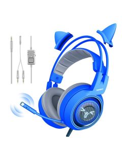Somic G952S Blue Cute Gaming Headset 3.5mm Plug Wired Stereo Sound Headphone with Microphone for Computer PC Gamer Girls Kids Gifts