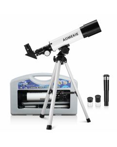 [US Direct] AOMEKIE Astronomical Telescope for Kids 50/360mm Telescope for Astronomy Beginners with Carrying Case Tripod Erecting Eyepiece Refractor Telescope