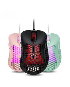 Light Magic V18 Wired Game Mouse Breathing Colorful Hollow Honeycomb 3200DPI Gaming Mouse USB Wired Gamer Mice for Computer Laptop PC