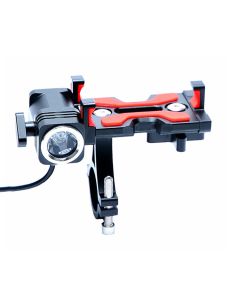 PROMEND Aluminium Alloy Phone Holder With Bike Headlight 4.5-6.4inch Phone Clip Stand For Cycling