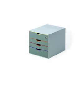 Durable VARICOLOR 4 SAFE Lockable Drawer Unit Desktop Drawer Set with 4 Colour Coded Drawers and Label Inserts - 760627