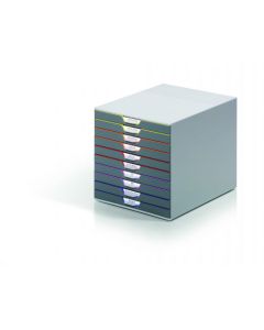 Durable VARICOLOR 10 Drawer Unit - Desktop Drawer Set with 10 Colour Coded Draws - Perfect for Storing Documents and Paperwork - 761027