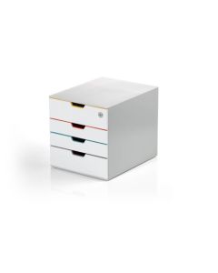 Durable VARICOLOR MIX 4 Lockable Drawer Unit - Desktop Drawer Set with 4 Colour Coded Draws - Top Draw is Lockable to Support GDPR - 762627