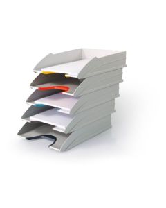 Durable VARICOLOR MIX Letter Trays A4 - Stackable Trays with Coloured Gripping Areas for Easy Organisation of Documents (Pack 5) - 770427
