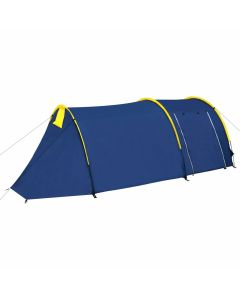 [US Direct] Waterproof Camping Tent 2~4 Persons Tunnel Tent For Camping Hiking Travel Fibreglass Poles Blue & Yellow