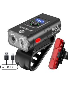 Bike Light Set 1000LM Bright Bicycle Front Light with Smart Taillight, USB Rechargeable MTB Mountain Bicycle Headlight Flashlight Cycling Scooter Lamp