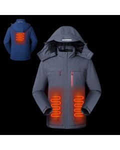 TENGOO Men Electric Jacket Back Abdomen 3 Heating Zone 3 Modes USB Charging Reflective Thermal Clothes Winter Smart Down Jacket