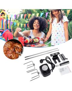 IPRee Outdoor Automatic Eletric BBQ Grill Rotisserie Motor Stainless Steel Barbecue Rack Rotating Fork Kits Machine EU/US/AU Plug