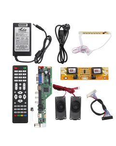T.SK105A.03 Universal LCD LED TV Controller Driver Board +7 Key button+2ch 8bit 40Pins LVDS Cable+4pcs Lamp Inverter+Speaker+EU Power Adapter