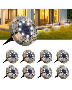 GLIME 8 Pack Solar Ground Lights GLIME 8 LED Disk Solar Lights Outdoor Upgraded Garden Waterproof Bright In-Ground Lights for Pathway Walkway Driveway Lawn Yard Patio
