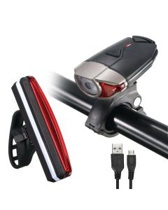 Bike Light Set Ultra Bright 3 Modes Front Headlight 5 Modes LED Tail Lamp USB Rechargeable for Electric Bike Scooter Motorcycle