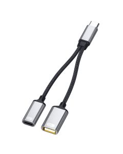 2 in 1 Type-C Cable Splitter USB-C to USB2.0 PD3.0 Adapter OTG Convertor for Laptop Computer Phone